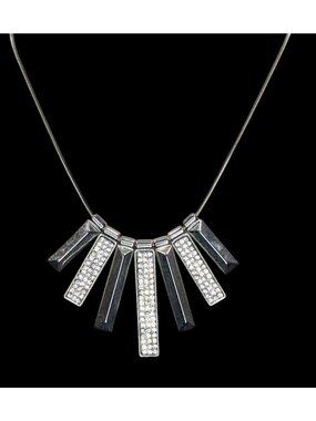Guess Rhinestone Statement Necklace Silver Geometric Bar Bib Snake Chain Gunmeta